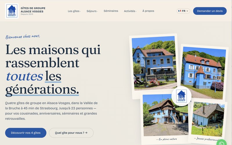 Site Gîtes de Groupe Alsace-Vosges — hébergement de groupe en Alsace