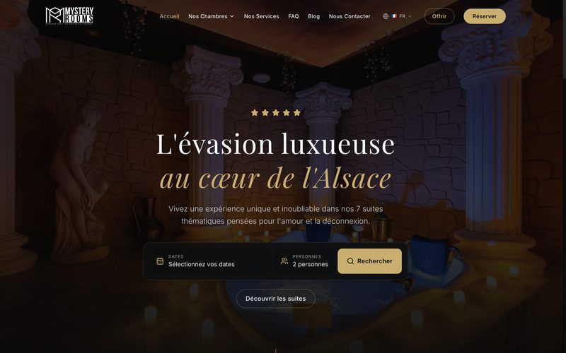 Site Mystery Rooms — suites thématiques en Alsace
